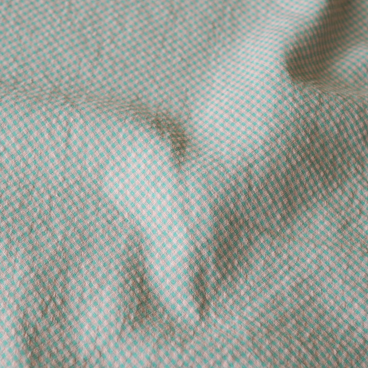 Seafoam Micro Gingham Seersucker dressmaking Fabric