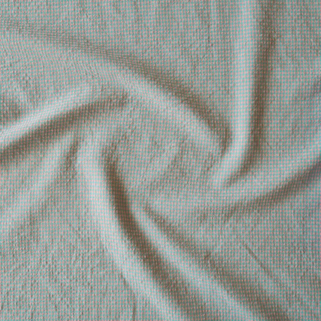 Seafoam Micro Gingham Seersucker dressmaking Fabric