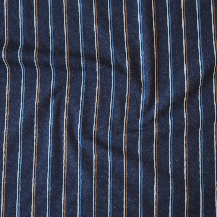 Indigo denim fabric with stripe woven design