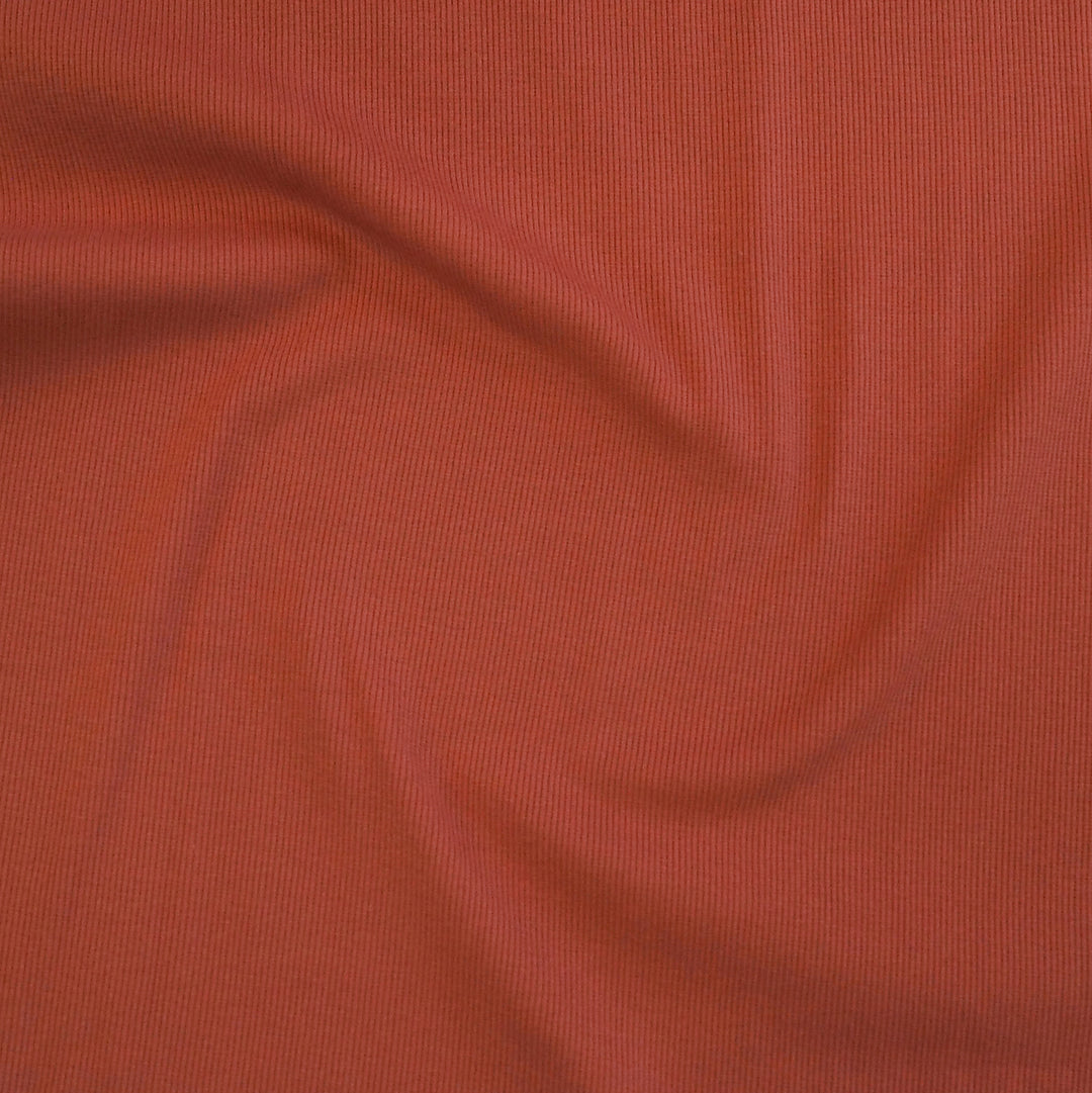 Deep orange rust 2x2 cotton tubular ribbing fabric