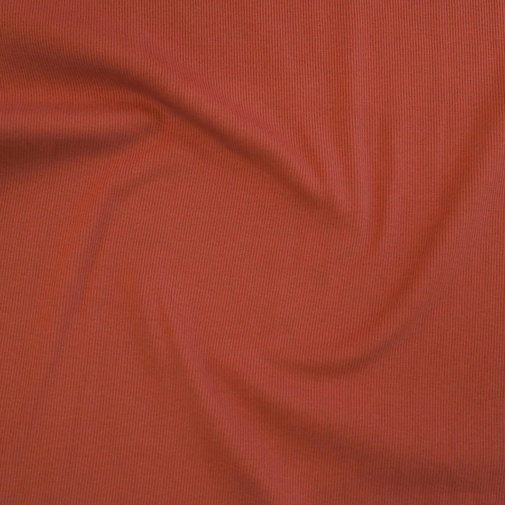 Deep orange rust 2x2 cotton tubular ribbing fabric