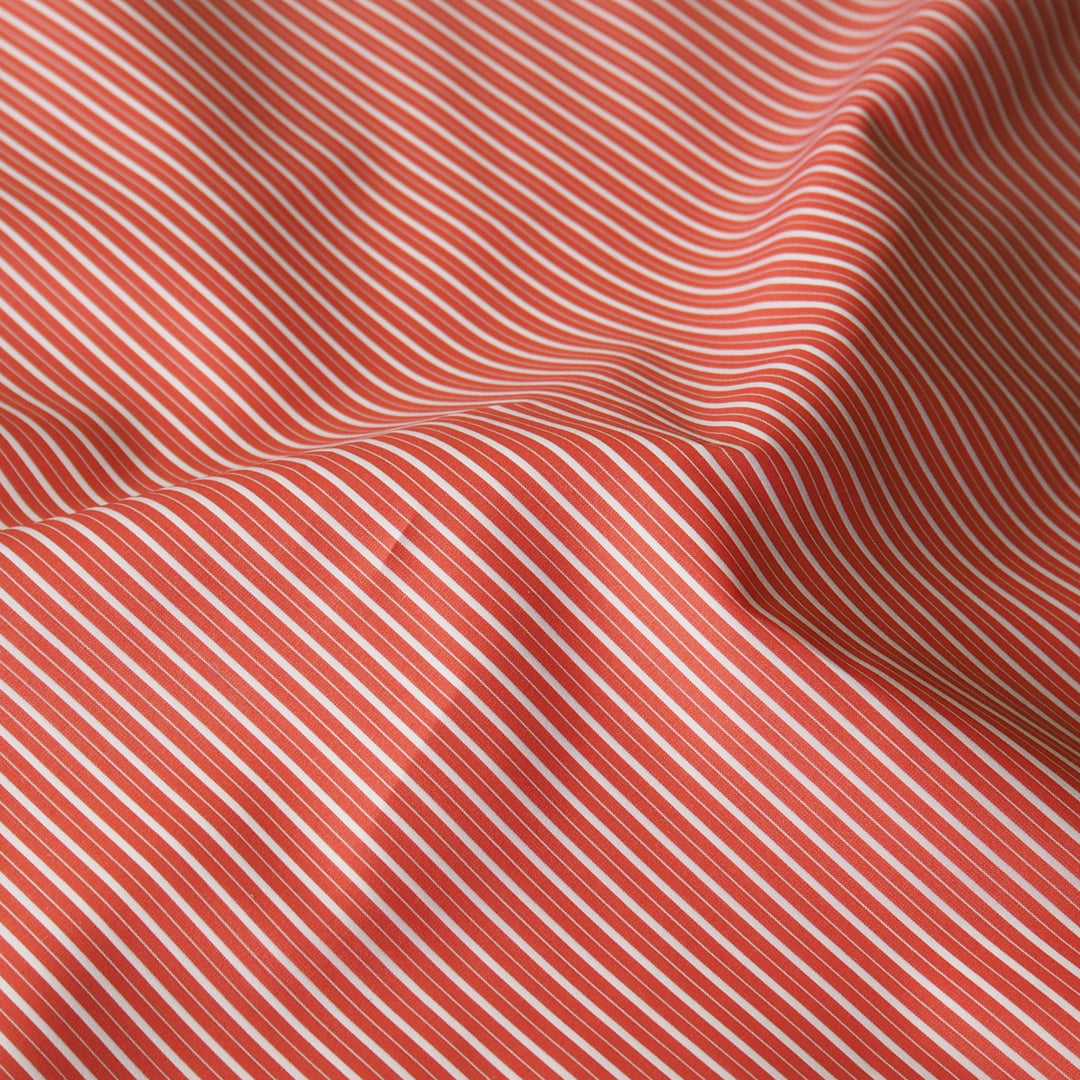 Coral striped Italian cotton fabric for shirts and tops