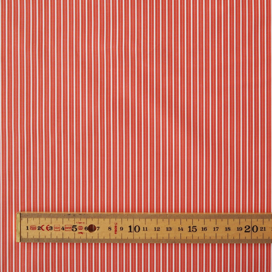 Coral striped Italian cotton fabric for shirts and tops