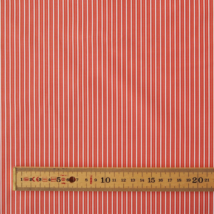 Coral striped Italian cotton fabric for shirts and tops