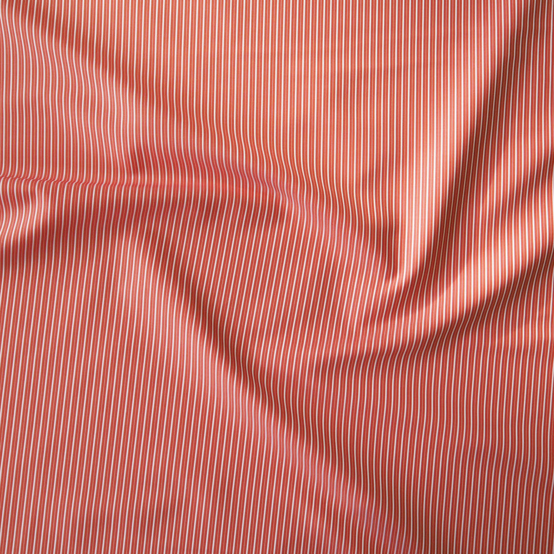 Coral striped Italian cotton fabric for shirts and tops