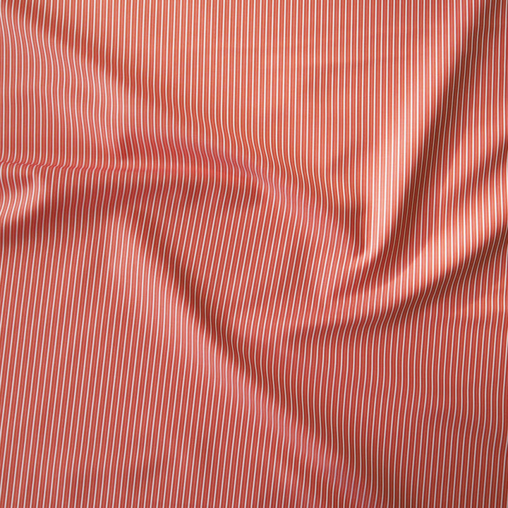 Coral striped Italian cotton fabric for shirts and tops