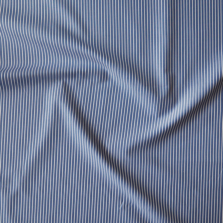 Royal blue striped Italian cotton fabric for dressmaking