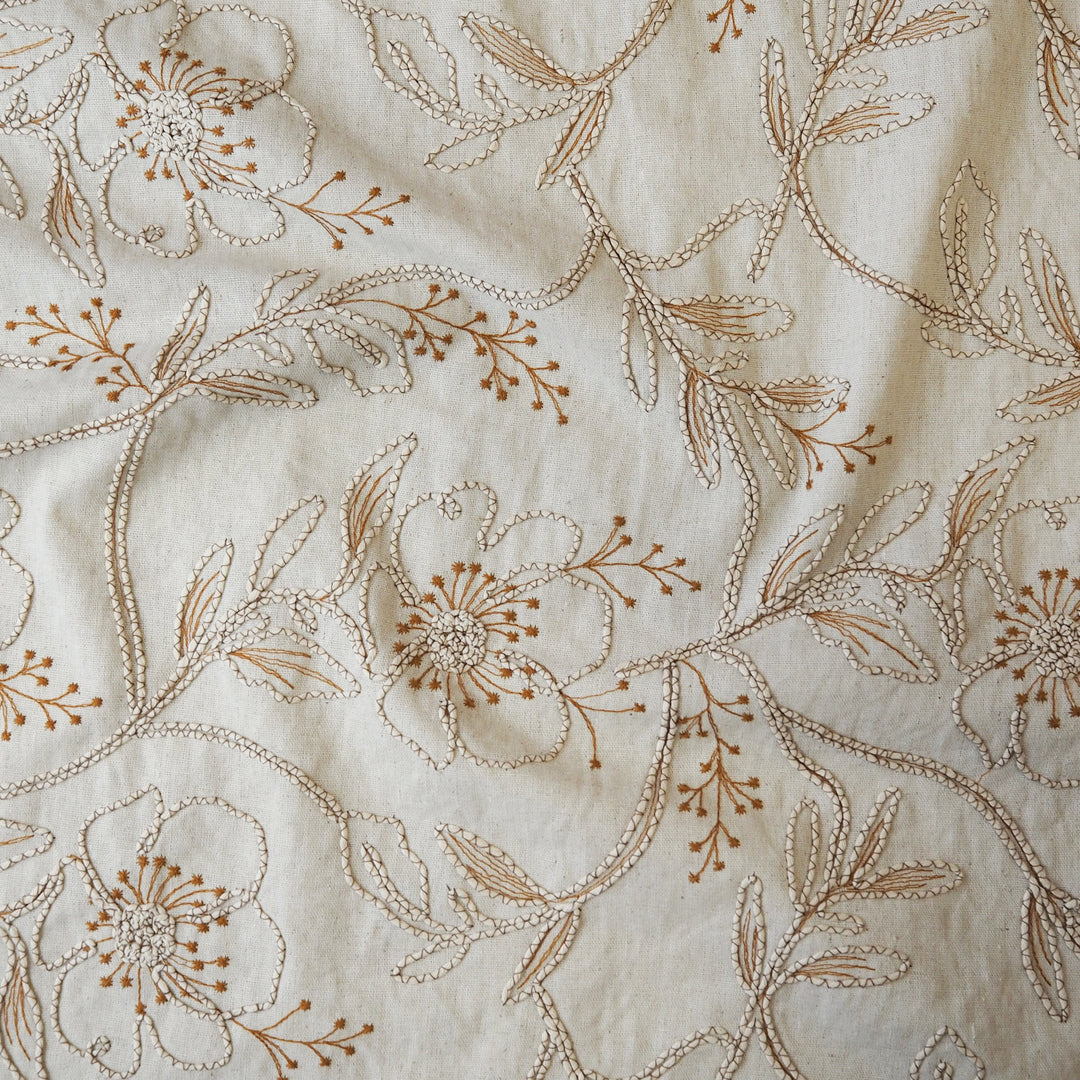 Natural flora raised stitch blended fabric for tops and dresses