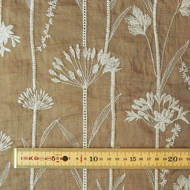 Sand embroidered stems lyocell blend fabric for dressmaking