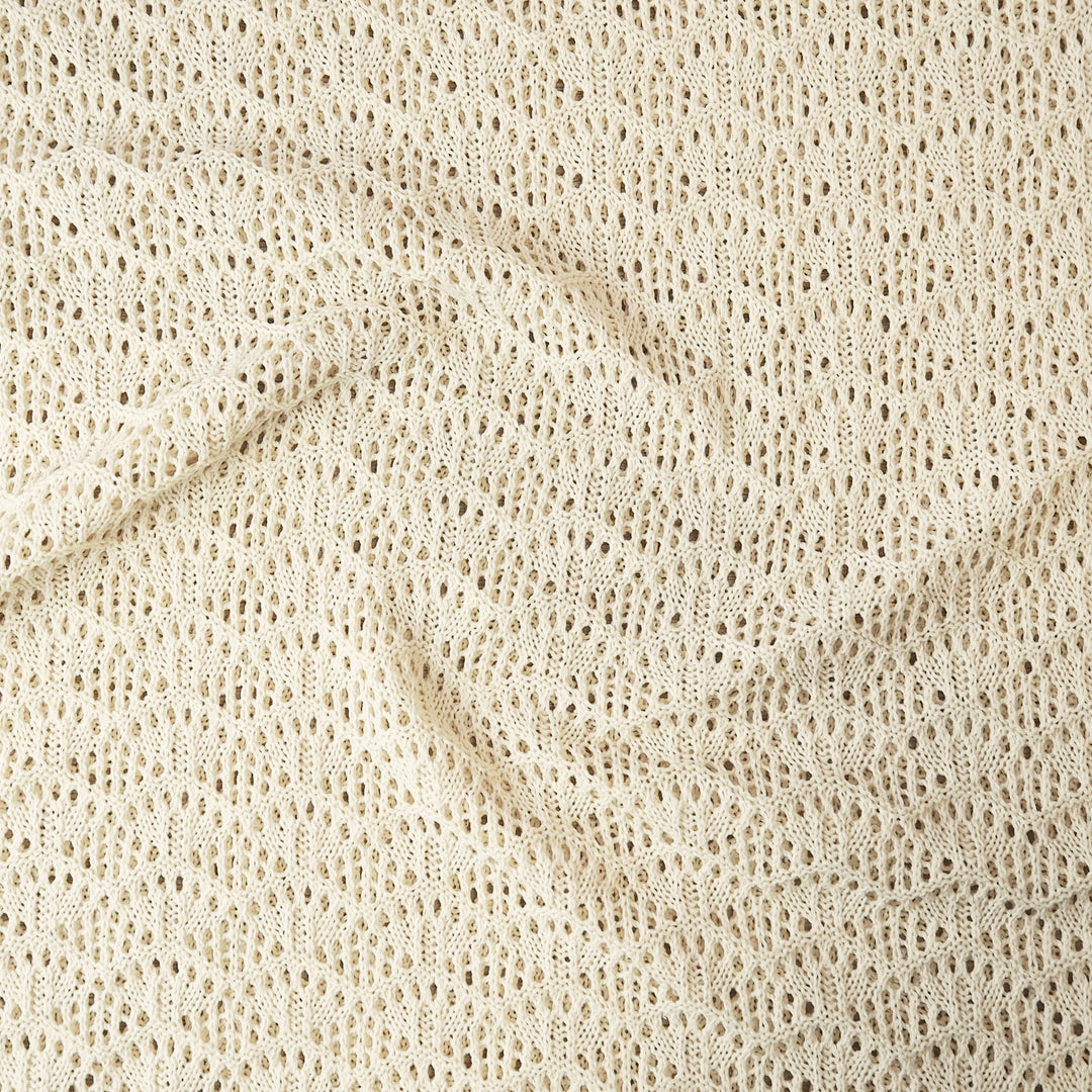 Cream crochet waves cotton knit fabric for dressmaking