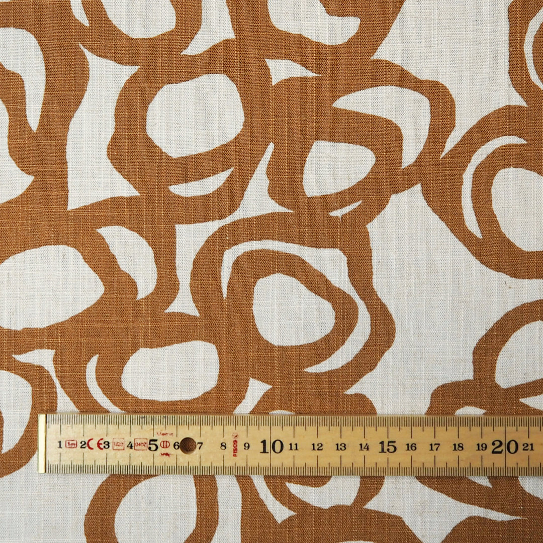 Ochre scribble viscose linen fabric for dressmaking