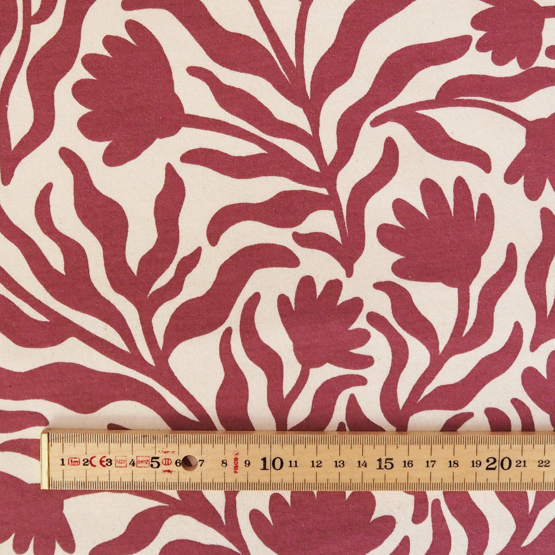 Berry Wavy Nature Cotton Fleeceback Sweatshirt Fabric