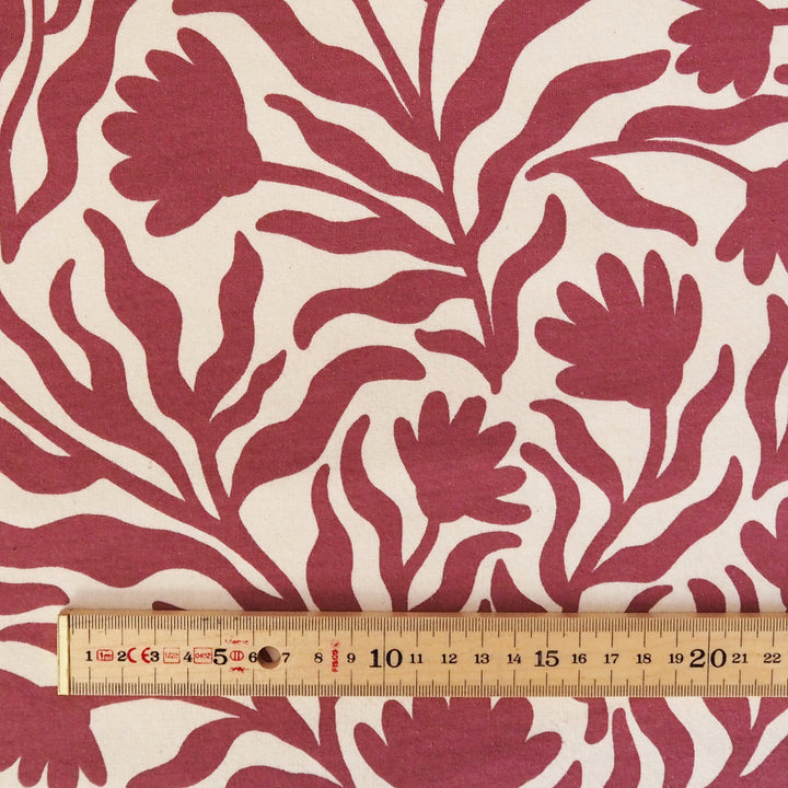 Berry Wavy Nature Cotton Fleeceback Sweatshirt Fabric