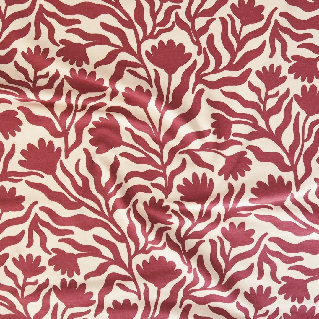 Berry Wavy Nature Cotton Fleeceback Sweatshirt Fabric