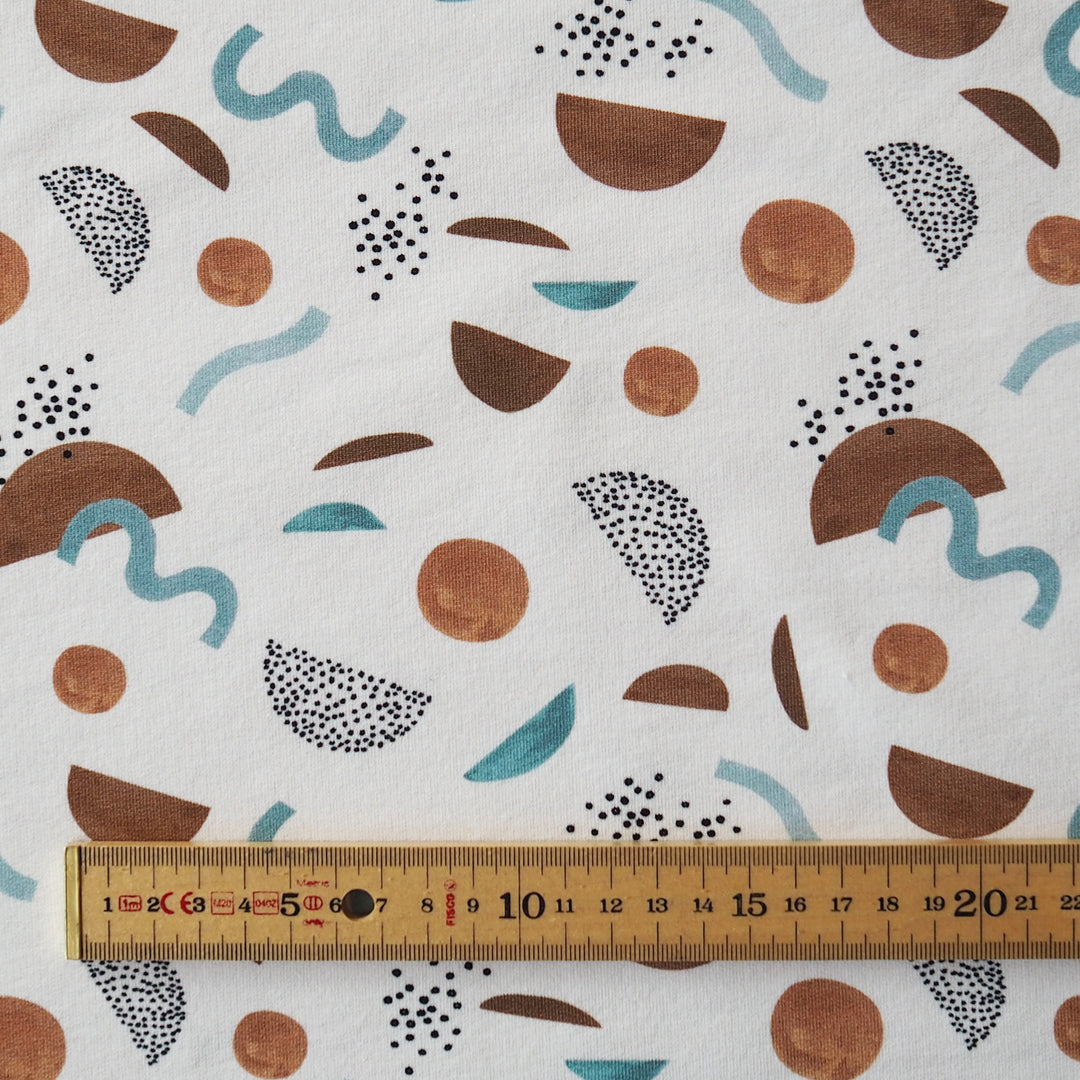 Wiggle shapes cotton French terry sweatshirt fabric for dressmaking