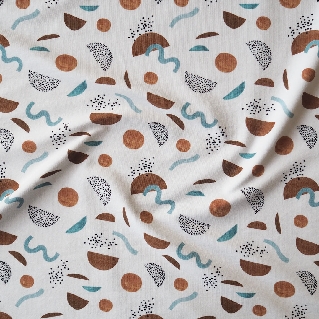 Wiggle shapes cotton French terry sweatshirt fabric for dressmaking