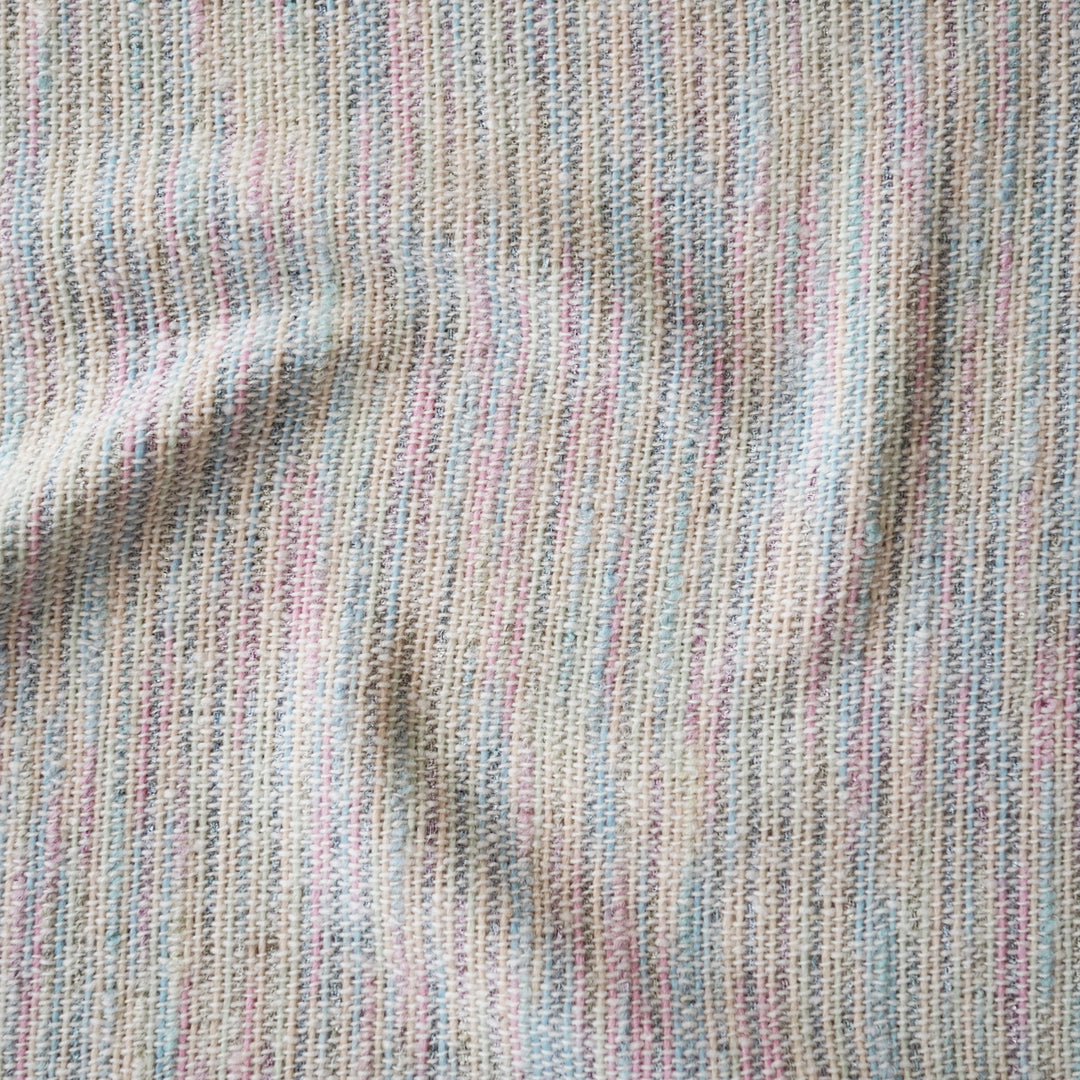 Pastel stripe wool blend boucle fabric for dressmaking