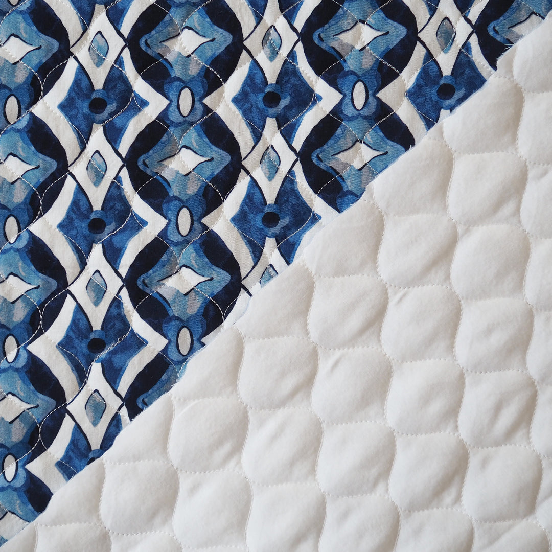 Inky Diamond Quilted Viscose Fabric for dressmaking