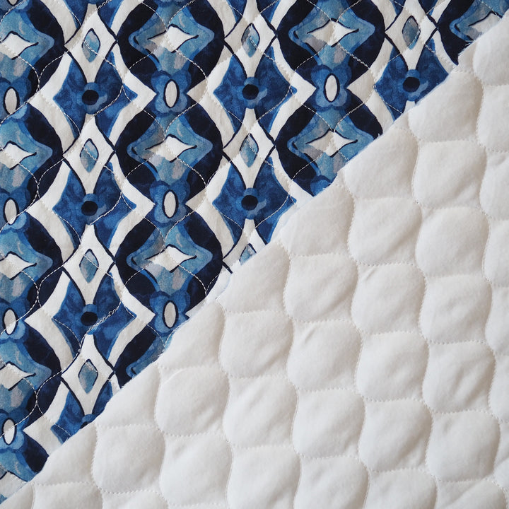 Inky Diamond Quilted Viscose Fabric for dressmaking