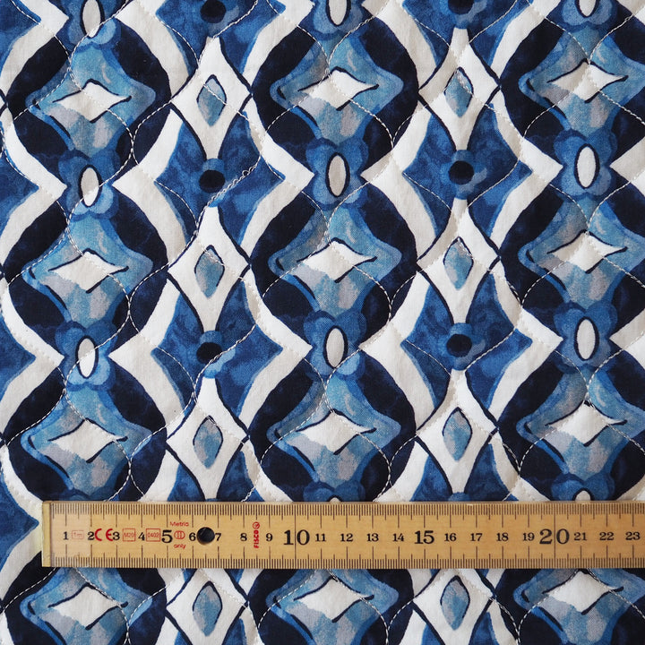 Inky Diamond Quilted Viscose Fabric for dressmaking