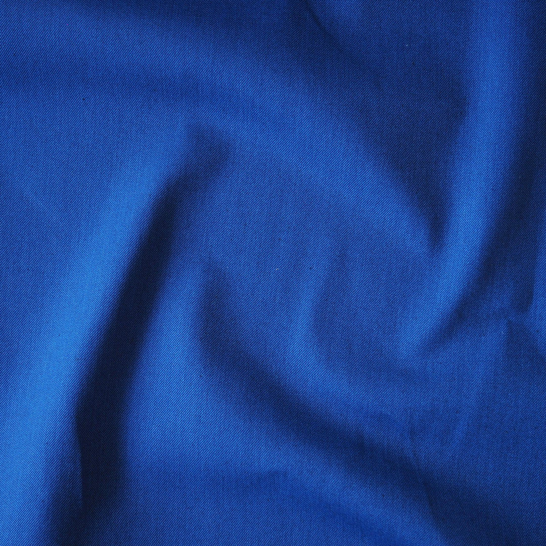 Cobalt Reversible Heavy Cotton Twill Fabric for dressmaking