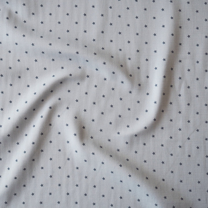 Silver Mini Star Cotton Double Gauze Fabric for dressmaking