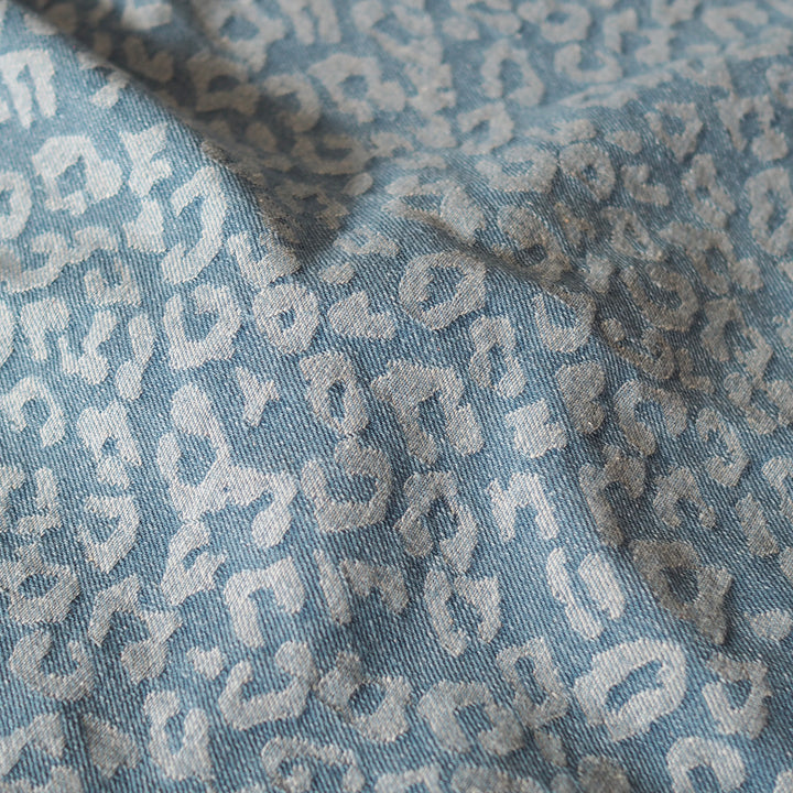Light Blue Leopard Jacquard Cotton Denim Fabric for dressmaking
