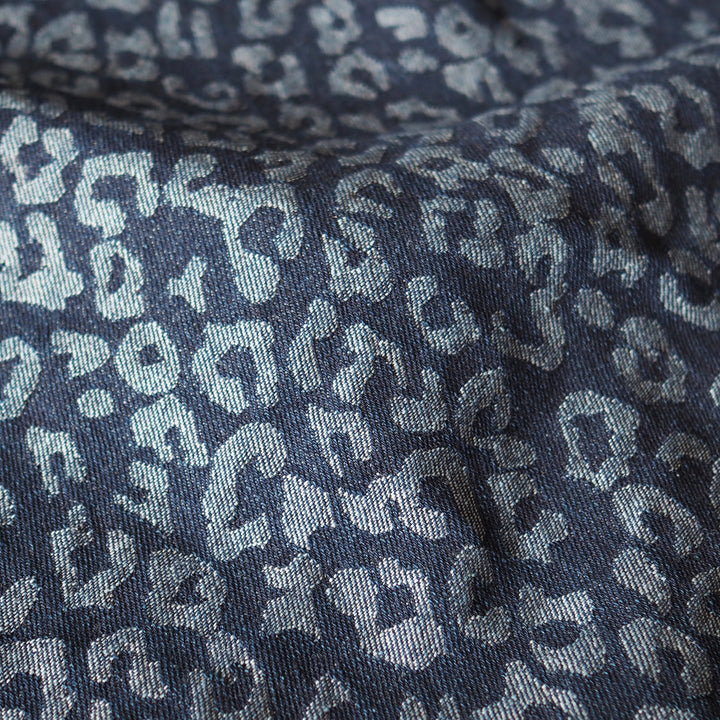Indigo Leopard Jacquard Cotton Denim Fabric for dressmaking