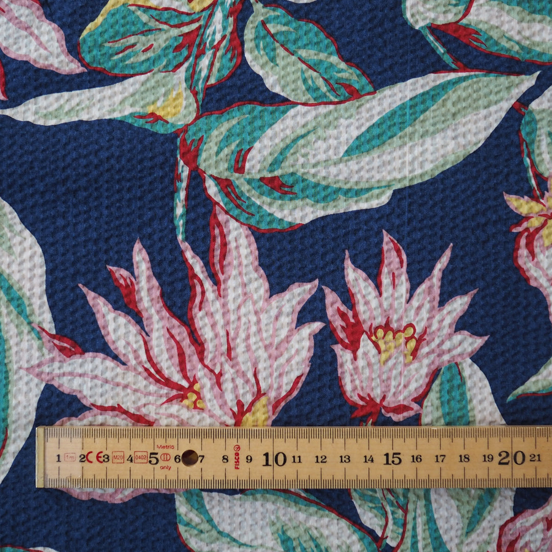 Hawaii Tropics Cotton Seersucker Fabric for dressmaking