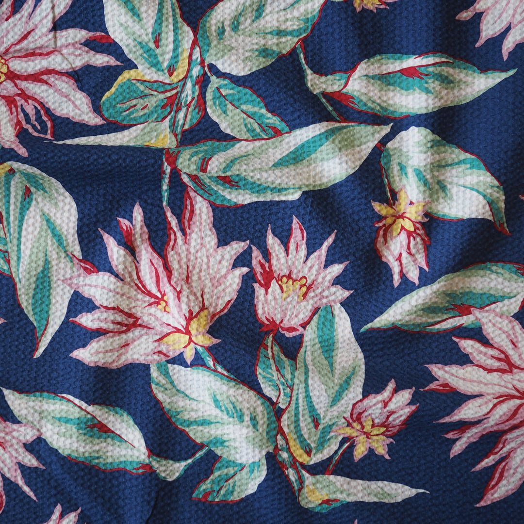 Hawaii Tropics Cotton Seersucker Fabric for dressmaking