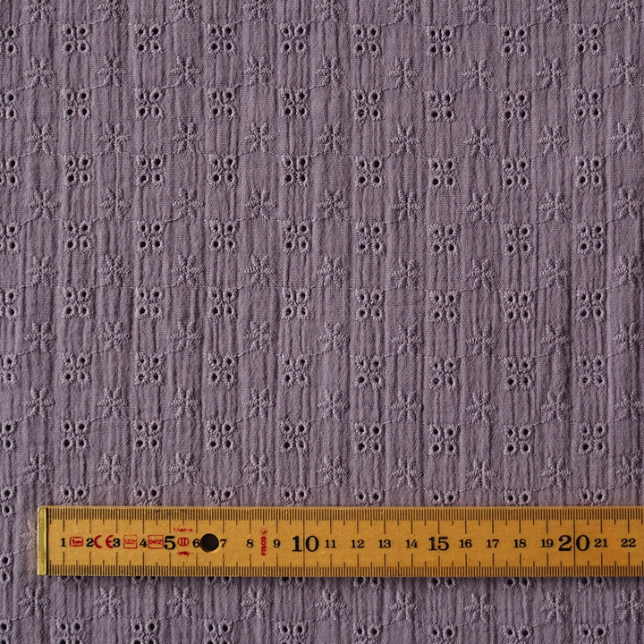 Lavender Ditsy Embroidered Cotton Double Gauze Fabric for dressmaking
