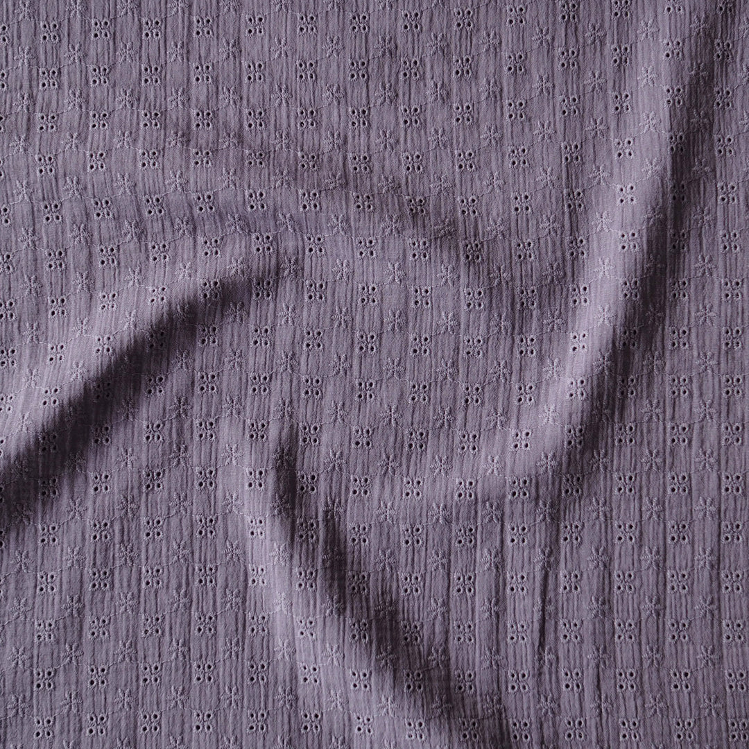 Lavender Ditsy Embroidered Cotton Double Gauze Fabric for dressmaking