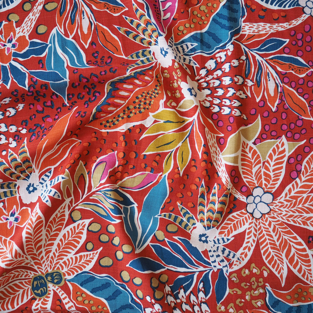 Exotic Jungle Stretch Viscose Fabric for dressmaking
