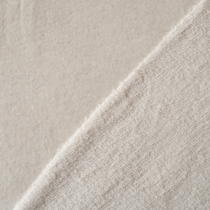 Ecru Fleck Loopback Cotton Linen Sweatshirt Fabric for dressmaking