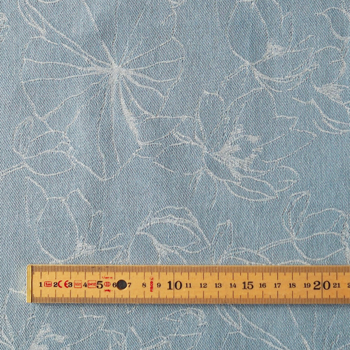Stonewash Floral Jacquard Denim Fabric for dressmaking