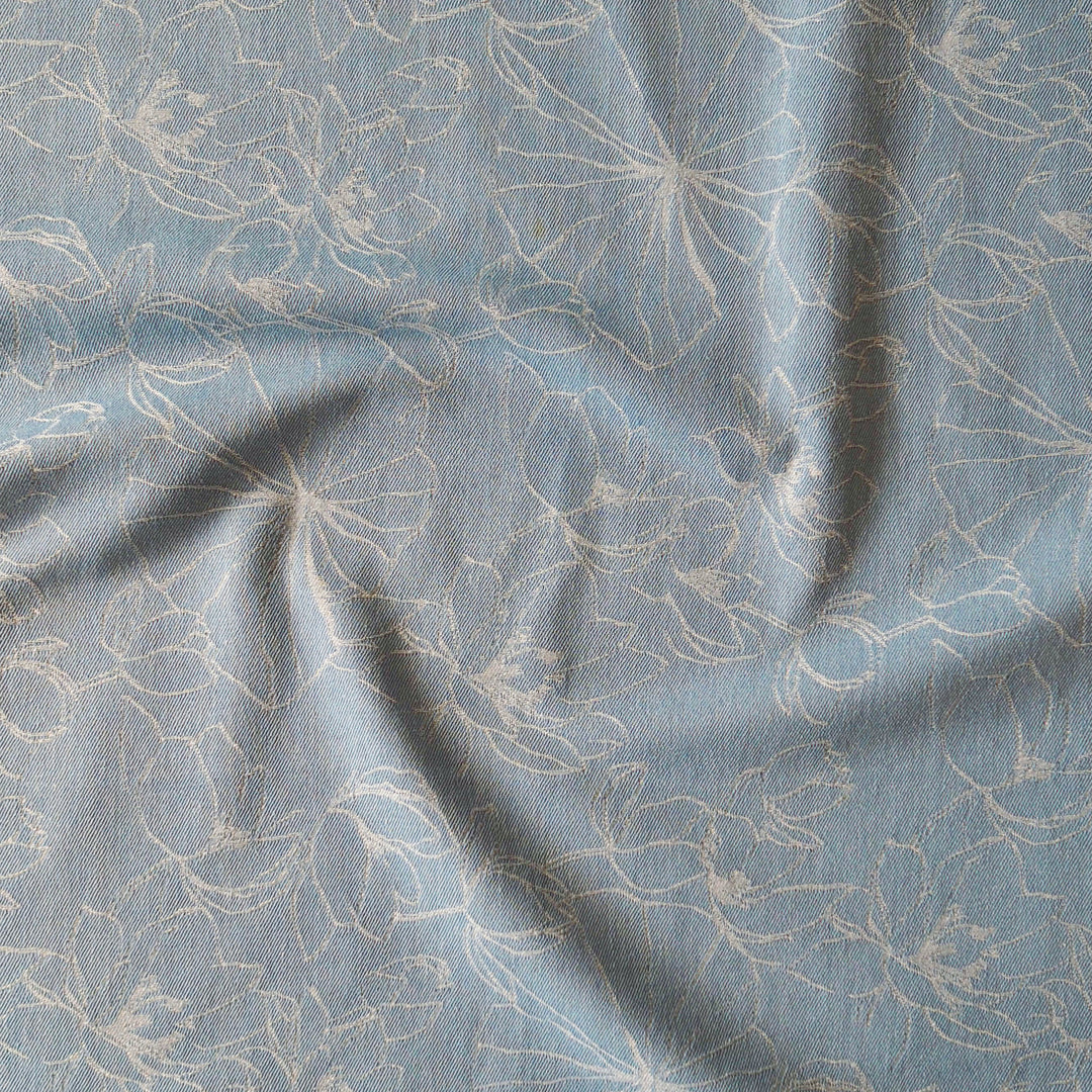 Stonewash Floral Jacquard Denim Fabric for dressmaking