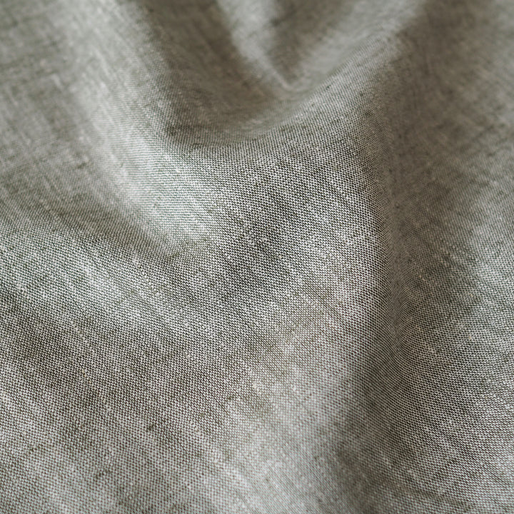 Khaki Melange Yarn Dyed Linen Cotton Blend Fabric for dressmaking