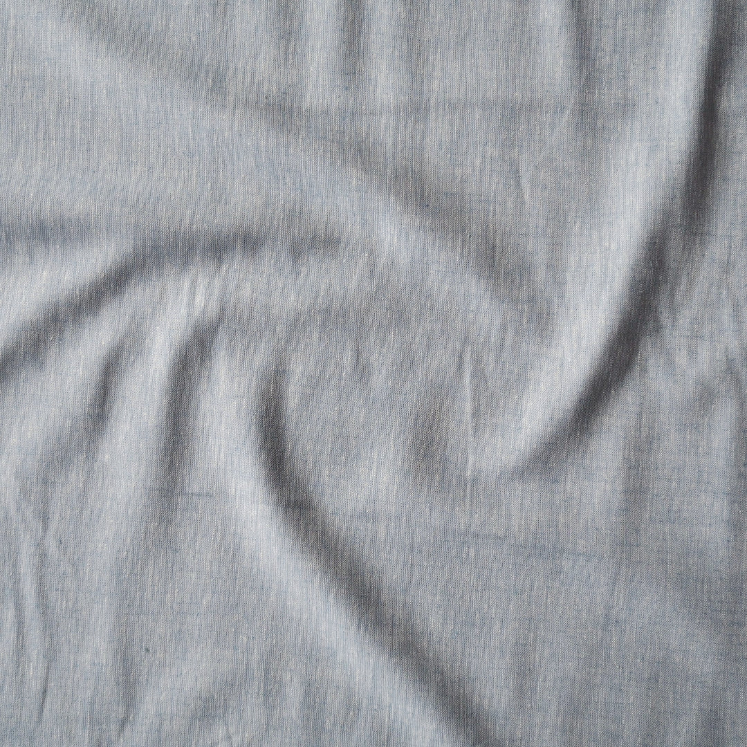 Sky Melange Yarn Dyed Linen Cotton Blend Fabric for dressmaking