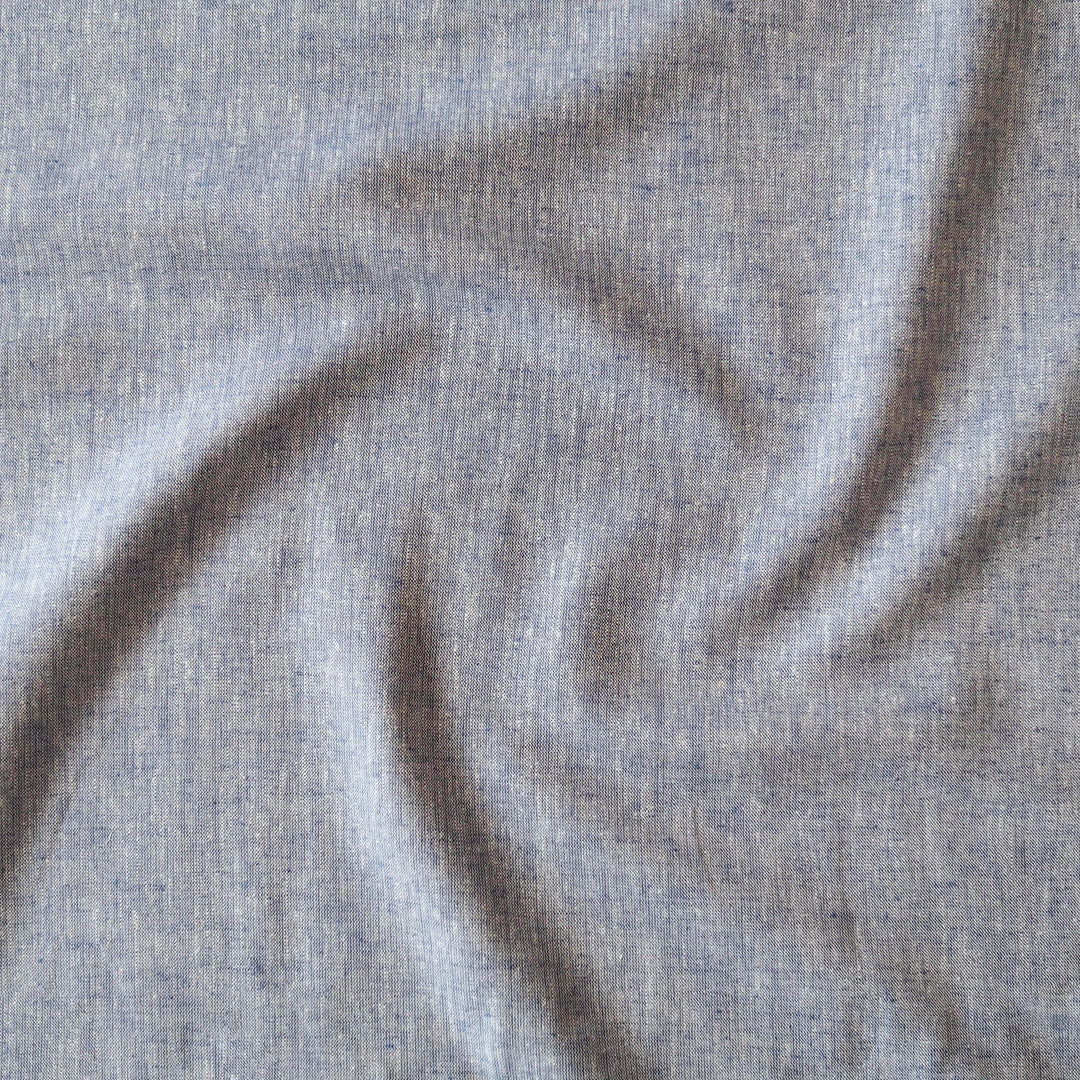 Denim Melange Yarn Dyed Linen Cotton Blend Fabric for dressmaking