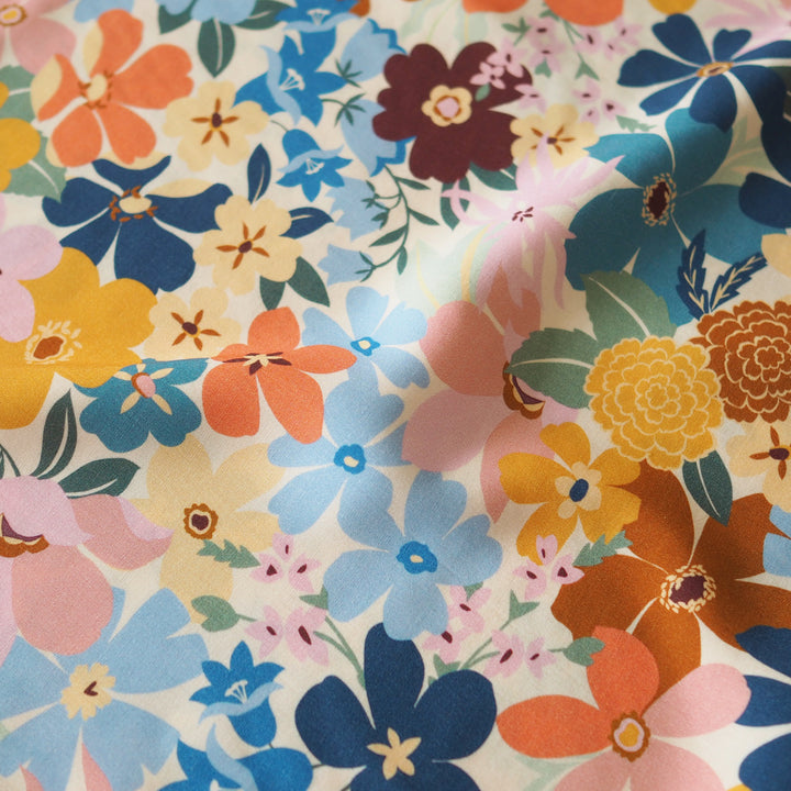Colorful floral pattern on fabric