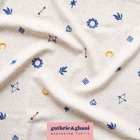 Thora's Charms Embroidered Viscose Linen Fabric - Guthrie & Ghani Exclusive