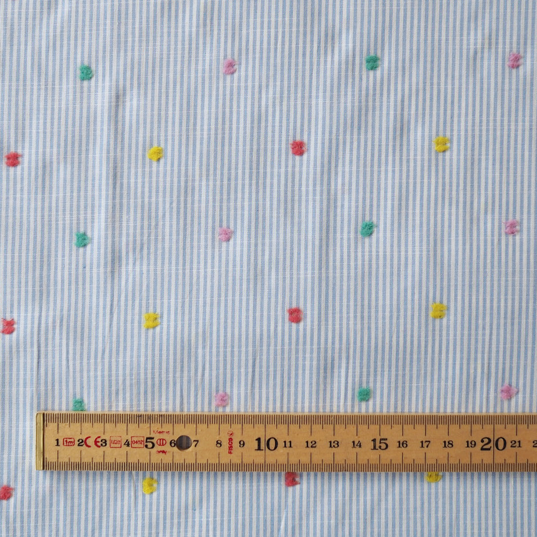 Rainbow Polka Dobby Cotton Fabric for dressmaking