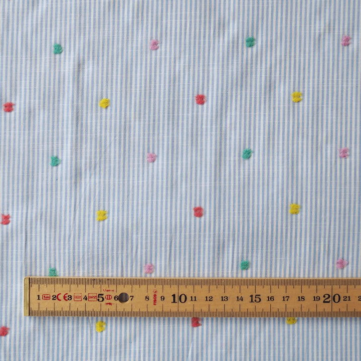 Rainbow Polka Dobby Cotton Fabric for dressmaking