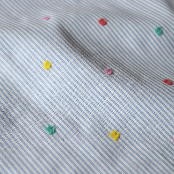 Rainbow Polka Dobby Cotton Fabric for dressmaking