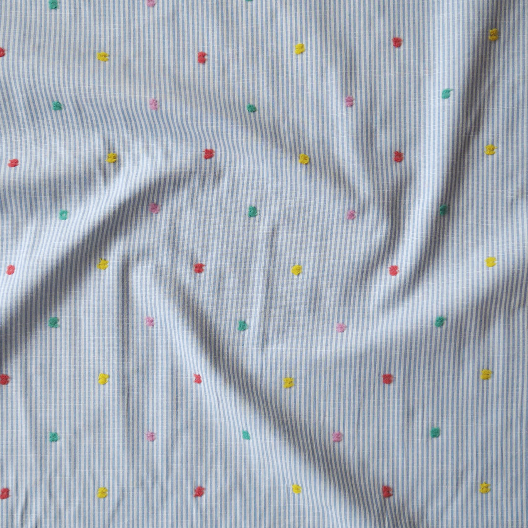 Rainbow Polka Dobby Cotton Fabric for dressmaking