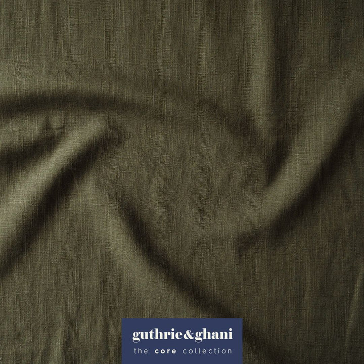 Olive Washed Enzyme Linen Blend Fabric for dressmaking