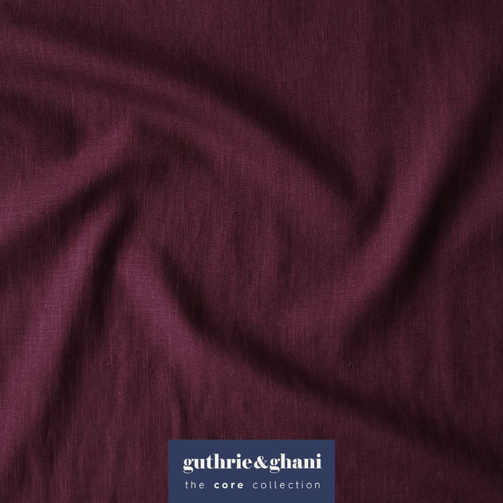 Deep Plum Washed Enzyme Linen Blend Fabric for dressmaking