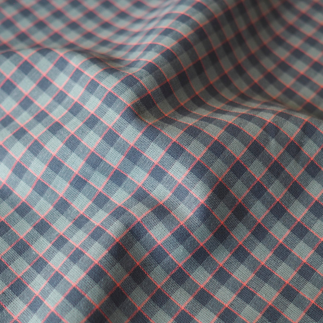 Tealberry Check Yarn Dyed Cotton Fabric for dressmaking
