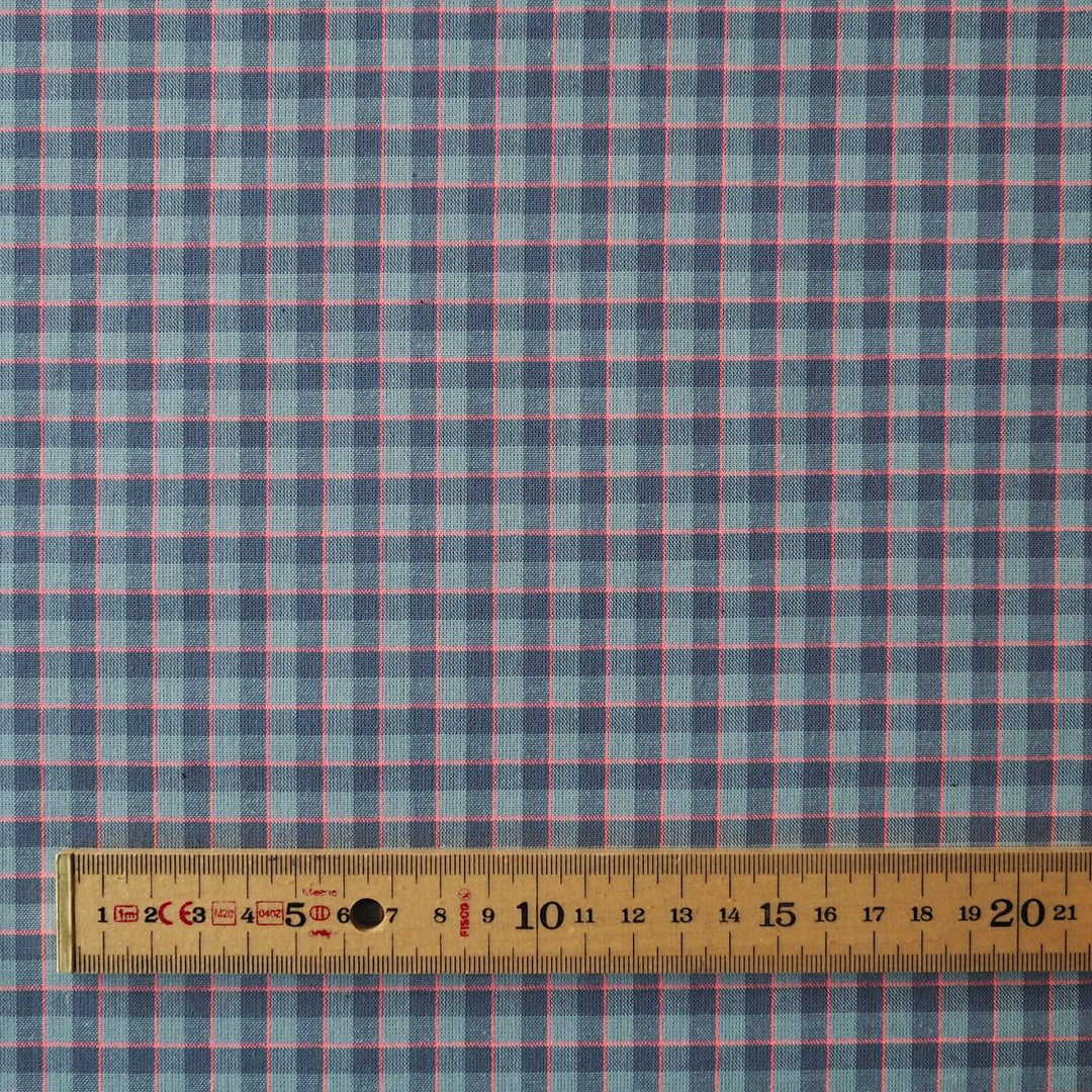 Tealberry Check Yarn Dyed Cotton Fabric for dressmaking