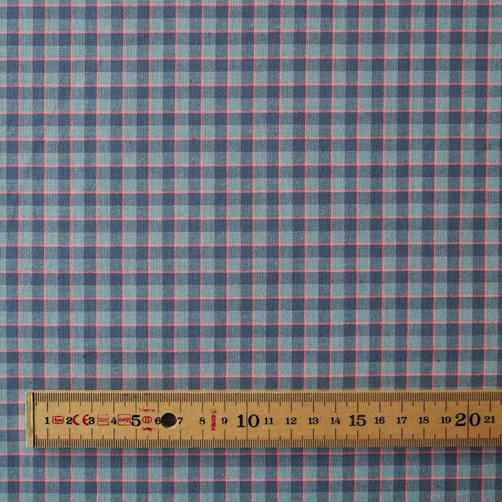 Tealberry Check Yarn Dyed Cotton Fabric for dressmaking